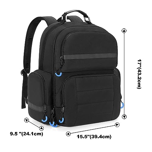 PGmoon Console Backpack Compatible with Playstation 5/PS5 Slim/PS5 Pro | Travel Carrying Case Bag with Protective Liner, Fits 15.6" Laptop, Controllers and Most Gaming Accessories (Patent Design) - color: Blue