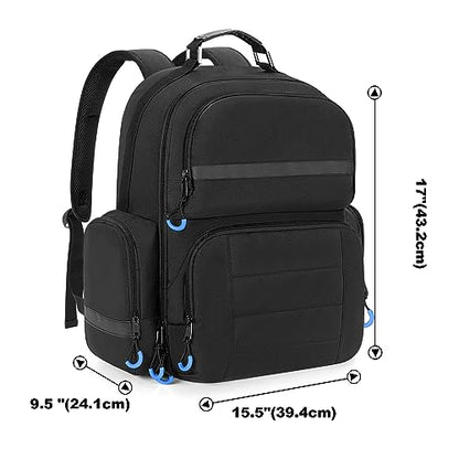 PGmoon Console Backpack Compatible with Playstation 5/PS5 Slim/PS5 Pro | Travel Carrying Case Bag with Protective Liner, Fits 15.6" Laptop, Controllers and Most Gaming Accessories (Patent Design) - color: Blue