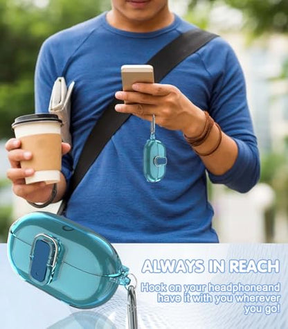 [Upgrade Secure Lock] for Beats Solo Buds 2024 Case Cover with Cleaner Kit, AGENTNANO Clear TPU Shockproof Protective Cover Compatible with Beats Solo Buds Charging Case with Carabiner-Clear Blue - color: Clear Bule