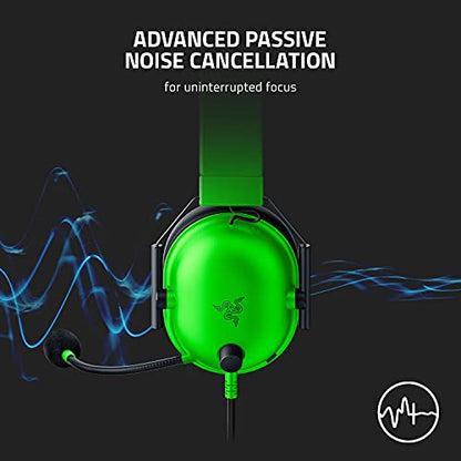 Razer BlackShark V2 X Gaming Headset, 3.5mm Audio Jack, Green - color: Green, size: 3.5 mm (Pack of 1), style: PC