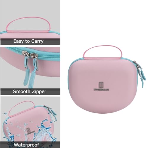 Tourmate Hard Travel Case for Riwbox CT-7 / CT-7S Cat Ear LED Light Kids Wireless Headphones, Protective Carrying Storage Bag （Box for Sale）(Pink&Cyan) - color: Pink&Cyan
