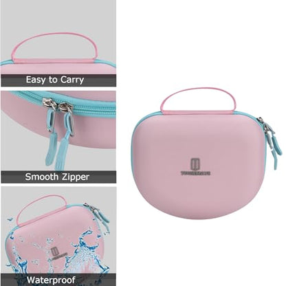 Tourmate Hard Travel Case for Riwbox CT-7 / CT-7S Cat Ear LED Light Kids Wireless Headphones, Protective Carrying Storage Bag （Box for Sale）(Pink&Cyan) - color: Pink&Cyan