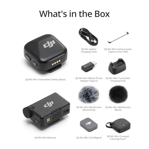 DJI Mic Mini (1 TX + 1 RX), Ultralight, Detail-Rich Audio | Noise Cancelling, Automatic Limiting, Wireless Microphone for Camera/iPhone/Android, Vlog, Streaming, 400m Transmission - style: Mic Mini (1 TX + 1 RX)