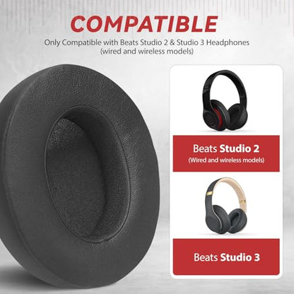 Aurivor Studio 3 Replacement Ear Pads for Beats Studio 3/2 Headphones, Cushions Earpads with Premium Protein Leather, Softer Memory Foam, Stronger Adhesive (Shadow Gray) - color: Shadow Gray
