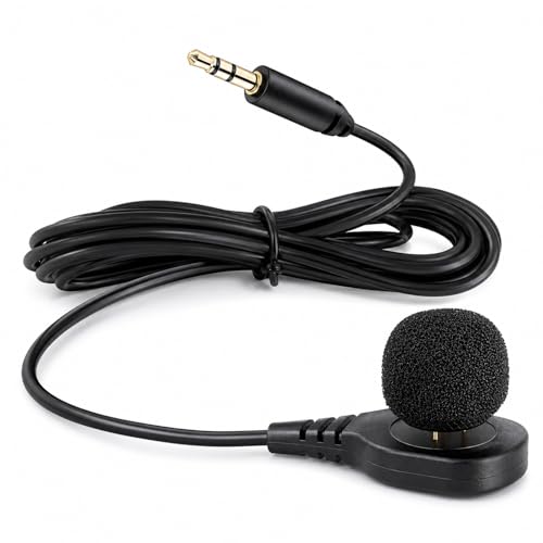 Movo LV-M5 4FT Pin-On Lavalier Microphone with 3.5mm TRS Connector – Clip-On Lav Mic for DSLR Cameras, Camcorders & Audio Recorders – for Interviews, Video Recording & Filmmaking