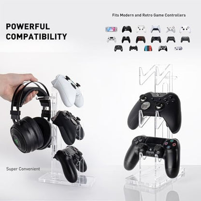 OAPRIRE Controller Stand Headset Stand, 3 Tier Acrylic Gaming Controller Holder Compatible with PS4, PS5, PC, Xbox, Universal Design (Clear) - color: Clear, size: 3 Tier-without lights