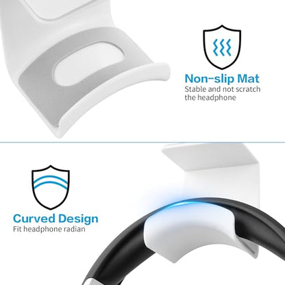YAODHAOD Headset Hanger Holder Wall Mount, Sticky Headset Stand Holder Clip Under Desk for All Headphone/Controller (White,Hanging Style) - color: White, size: Hanging Style
