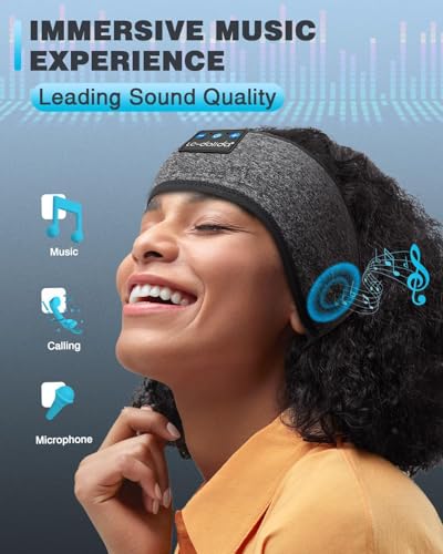 LC-dolida Sleep Headphones Bluetooth 5.4, Headband Headphones Earphones Wireless, Sleep Mask for Gifts,Workout,Jogging,Yoga(Greige) - color: Greige