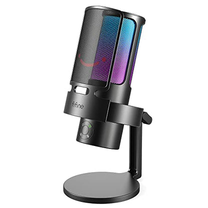 FIFINE A8 Plus USB Gaming Condenser Microphone with 4 Polar Patterns for PC - size: A8PLUS-Desktop