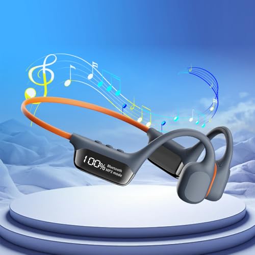 IHAO Swimming Headphones True Bone Conduction Open Ear Headset MP3 Player Built-in 32G Memory IP68 Underwater Waterproof Stereo Bluetooth Earphone for Driving Bicycling Running Skiing-Grey - color: Swim Headphone Grey