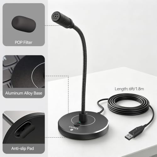 CMTECK USB Computer Microphone, Studio-Quality，Plug & Play for PC,Laptop - color: Dark Gray