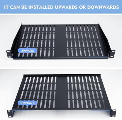 2PCS 1U Server Rack Shelf, Suitable for 19" Network Equipment Racks and Cabinets, Ventilated Cantilever Tray, Depth of 10 inches, Well-Ventilated (10") - size: 10"
