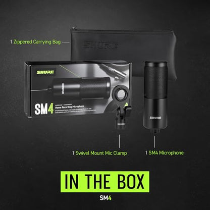 Shure SM4-K Studio Condenser Microphone – XLR Mic for Home Studio Recording, Vocals & Instruments with Mix-Ready Sound & All-Metal Construction, Black | Vocals and Instruments with Mix-Ready Sound and All-Metal Construction, Black - size: 3.20, style: SM4