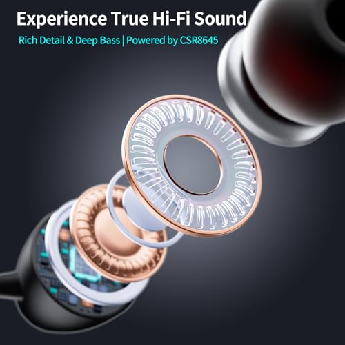 Neckband Bluetooth Headphones, Wireless Retractable Headset with Mic, IPX5 Sweatproof Earphones, Noise Cancelling Earbuds | 22H Playtime for Sports/Running/Driving (Black) - color: BLACK