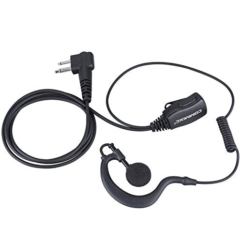 (2 Pack) Walkie Talkie Earpiece, 2-Pin 2.5mm/3.5mm G Shape Walkie Talkie Headset with PTT Mic, Compatible with Motorola Two-Way Radios