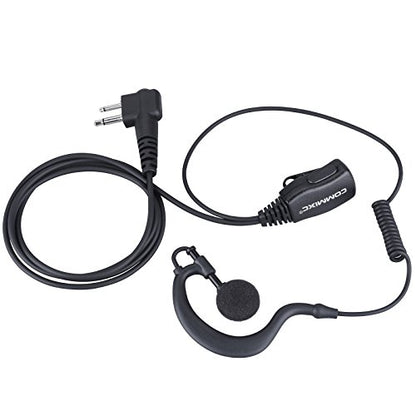 (2 Pack) Walkie Talkie Earpiece, 2-Pin 2.5mm/3.5mm G Shape Walkie Talkie Headset with PTT Mic, Compatible with Motorola Two-Way Radios