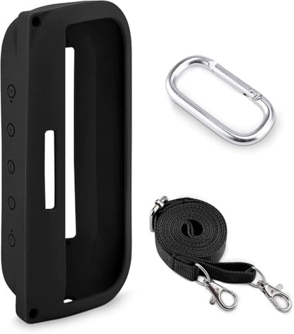 co2CREA Soft Silicone Case Replacement for Bose SoundLink Flex Bluetooth Portable Speaker (Silicone Case, Black Case) | Adjustable Shoulder Strap, Crossbody Carrying, Aluminum Carabiner, Lightweight - color: Black Case