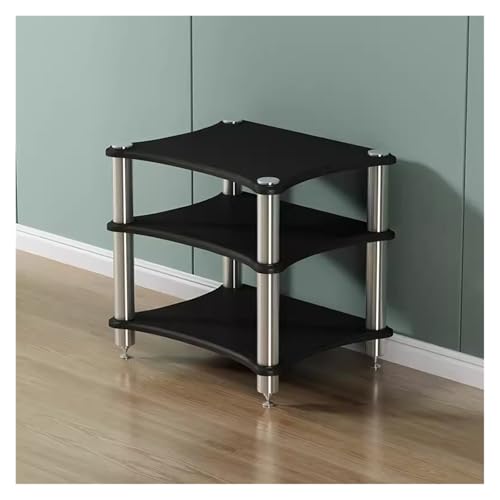 YLLFFLL Living Room/Small Spaces Audio Component Rack Tower Media Stereo Stand Equipment Shelves, Heavy Duty Modern HiFi Audio Racks Stereo Rack System(Black,3 Tier) - color: Black, size: 3 tier