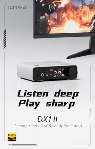 Fanmusic Topping DX1 II DAC&Headphone Amplifier ES9039Q2M DAC Chip with Optical Output/Input Preamp Mode Balance Line Out Fully Balanced Headphone Amp (Black) - color: Black