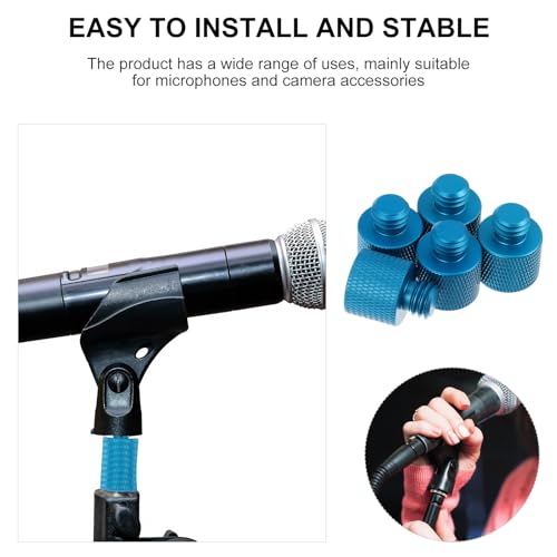 SUPVOX 5pcs 3/8 to 1/4 Inch Alloy Microphone Screw Adapter Set Metal Thread Converter for Mic Stand and Tripod Mounts
