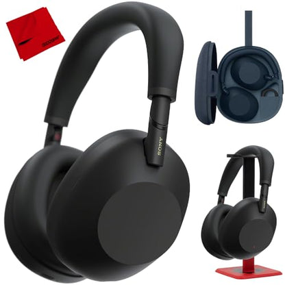Sony WH-1000XM6 Best Wireless Noise Canceling Headphones, Black Bundle with Deco Gear Pro Audio Headphone Stand in Matte Black/Red - color: Jet