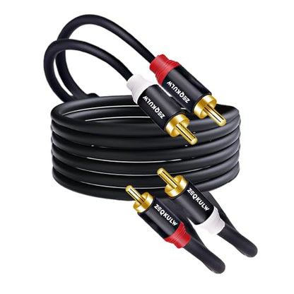 Dual RCA Audio Cable 6.6ft 2RCA Male to 2-RCA Male Stereo Audio RCA Cables Shielded Gold-Plated 2 RCA Stereo Cable for car Video 2RCA to 2RCA Audio Cord(1, Black, 6.6FT) - size: 6.6FT