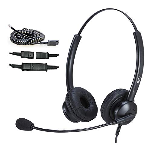 MKJ Headset for Cisco Phones Dual Ear Landline Headset with Noise Cancelling Microphone for Cisco Telephone CP-7821 7841 7941G 7942G 7945G 7960 7961G 7962G 7965G 7971G 7975G 8841 8865 9971 - color: Basic Duo Headset