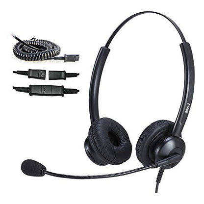 MKJ Headset for Cisco Phones Dual Ear Landline Headset with Noise Cancelling Microphone for Cisco Telephone CP-7821 7841 7941G 7942G 7945G 7960 7961G 7962G 7965G 7971G 7975G 8841 8865 9971 - color: Basic Duo Headset