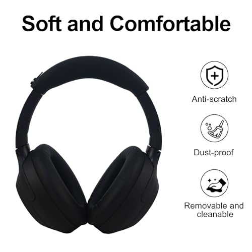 Sweat Silicone Headband Cover for Sony WH-1000XM4, WH-CH720N, WH-XB910N, ULT WEAR Headphones，Enhanced Comfort | Washable Zipped Headband Cover WH-1000XM4 (Black) - color: Black