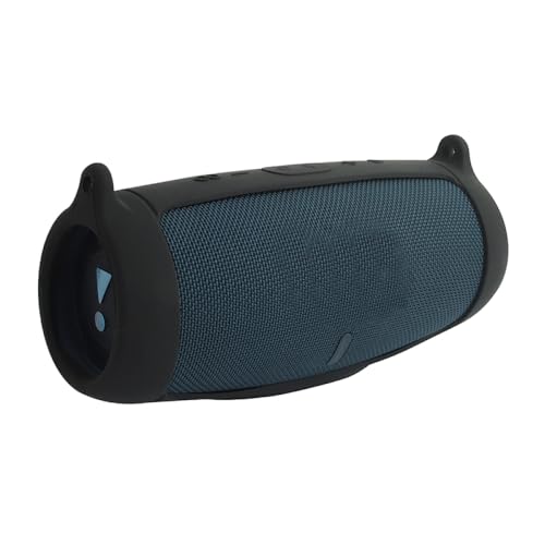Silicone Case Cover for J.BL Charge 5 Bluetooth Speaker, Portable Travel Carrying Protective Sleeve Skin Case with Shoulder Strap and Carabiner (Black) - color: Black