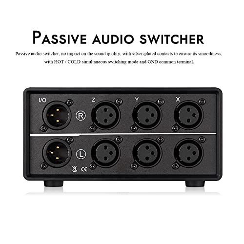 DoukAudio XLR Audio Switcher 3-In-1-Out: Balanced Passive Selector Stereo Converter for Multi Source Comparison Gold Plated Shielded Aluminum Studio HiFi Audiophile