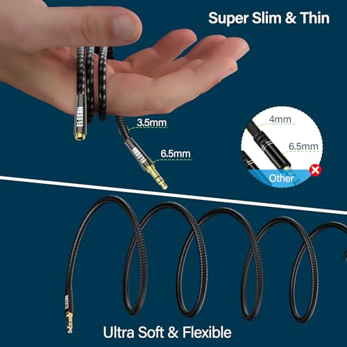 Headphone Extension Cable 7 Ft/2 Pack, 1/8 Inch 3.5 MM AUX Cord Wire Male to Female, Hi-Fi Sound Thin&Slim Braided TRS Stereo Audio Beats Cable Extender for Car,Home Stereos, Speaker,Phones - size: 7FT-2PK