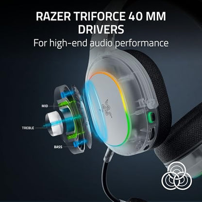 Razer Barracuda X Chroma Wireless Gaming Headset, Phantom White | 2.4GHz Wireless & Bluetooth, Lightweight, RGB, 40mm Drivers, Cardioid Mic, 70 Hr Battery - color: Phantom White