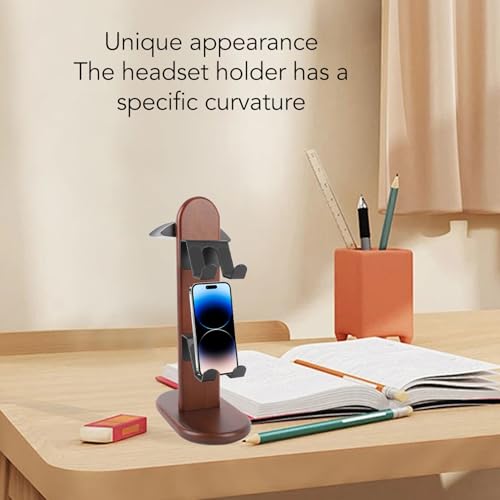 Zopsc Wooden Controller Stand, Gaming Headphone Holder, Walnut Desktop Display Organizer for 3 Controllers, Game Accessories