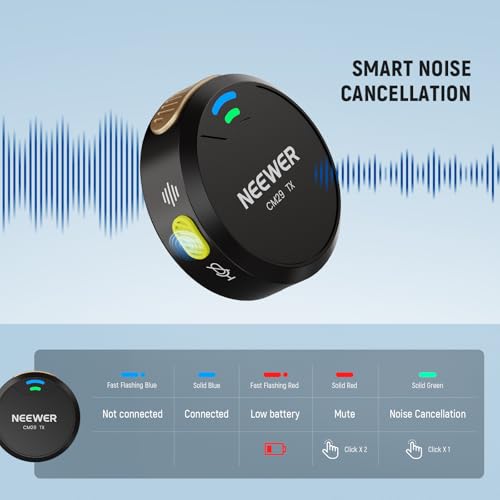 NEEWER CM29 Mini Wireless Microphone, 48KHz/24Bit Noise Cancelling Clip On Lav Mic, 25H Battery, 150m Range, Compatible with iPhone iPad Android DJI Insta360 Camera PC Mac (1RX+2TX+Charging Case) - style: CM29
