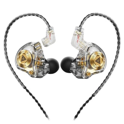 Piluyaa Wired Gaming Headphones IEM Earphones with 1DD，QKZ ENZO in Ear Monitor, HiFi Detachable Cable Earbuds, Bass Sound with New 11mm Dynamic Driver for Video Music Gaming (Grey) - color: Dark GREY