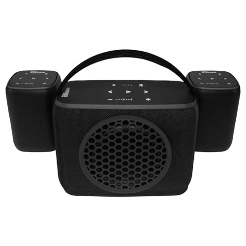 Rocksteady Stadium 2 Speakers + Subwoofer – 2 Speakers & Sub | Portable 2.1 Home Audio System | Up to 30-Hr Battery | 150 ft Range | No WiFi | Stereo Wireless | Speakers Bluetooth Wireless, Multi Room Indoor And Outdoor Audio, 30 Hour Battery, 150 ft Rang