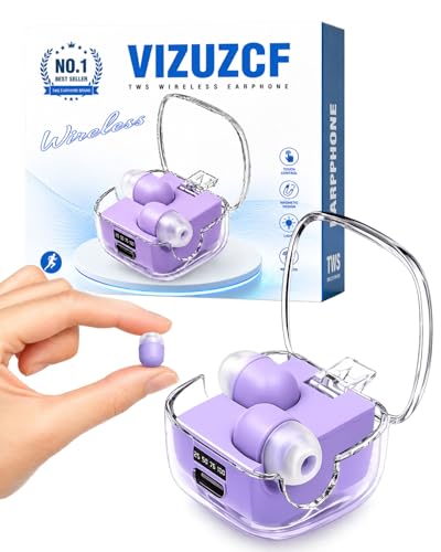 Mini Invisible Earbuds Hidden Smallest Discreet Skin Tone Sleep Wireless Bluetooth Ear Buds for Small Ears Tiny Headphones Side Isolation No Low Battery for Sleeping Working - color: Purple