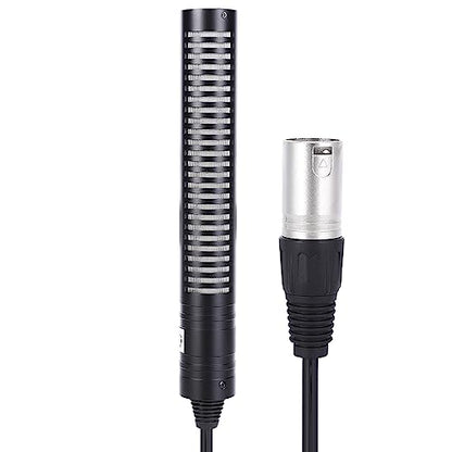 AstraLoom Condenser Microphone Stereo Camera Mic Video Recording Black Unidirectional Anti Interference High Sensitivity Metal Construction for Professional Video Recording and Studio Use