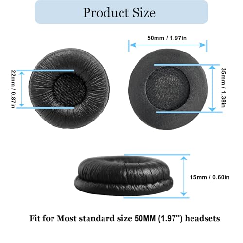 50 Pack Plantronics Headset Ear Cushions, Earpads Replacement 50mm Ear Pads | Work for Plantronics HW251N HW261N HW510 HW520 Blackwire 3220 3210 3320 C320 Jabra PRO 920 930 935 Biz 1500 GN2000 Headphones