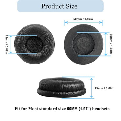 50 Pack Plantronics Headset Ear Cushions, Earpads Replacement 50mm Ear Pads | Work for Plantronics HW251N HW261N HW510 HW520 Blackwire 3220 3210 3320 C320 Jabra PRO 920 930 935 Biz 1500 GN2000 Headphones