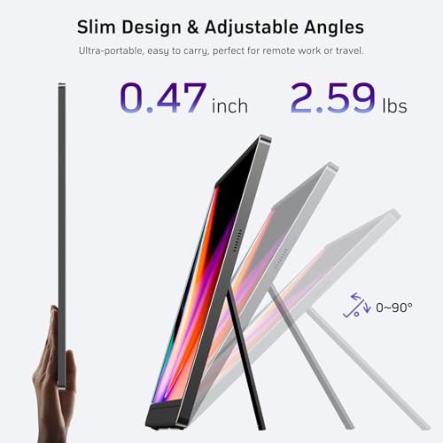 MNN 18.5" 100Hz FHD IPS USB-C HDMI Portable Gaming Monitor | 18.5" FHD IPS 100Hz, built-in stand & dual speakers, USB-C/HDMI, for PC/Phone/PS5/Xbox/Switch, travel gaming. - size: 18.5" 1080P