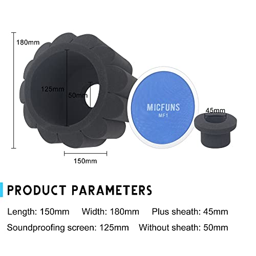 MF2 Microphone Windscreen Pop Filter,Side Cutout 45-60-mm Suspended Microphones SM7B, Sound Absorbing Foam Reducing Noise And Reflections