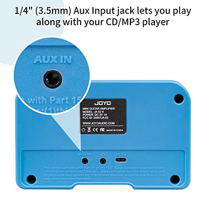 JOYO 5W Mini Guitar Amp Portable Electric Guitar Practice Amplifier with Bluetooth 5.0, Clean/Overdrive Channels, Rechargeable Battery, AUX & Headphone Out (JA-02 II Blue) - color: Blue