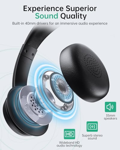 AOC Wireless Headset with Mic for Work, AI Noise Cancelling, Bluetooth | AI Noise Cancelling Mic, Bluetooth 5.3, USB-A/C Dongle Included, Mic Mute, Compatible with PC, Laptop & iPhone - color: Black