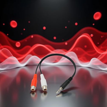 Black 3.5 mm to Dual RCA Audio Cable 1x Male to 2X RCA Female 1/8 Stereo Mini Jack Adapter Audio Plated Copper Shell Stereo Audio Adapter Cable, RCA Cables
