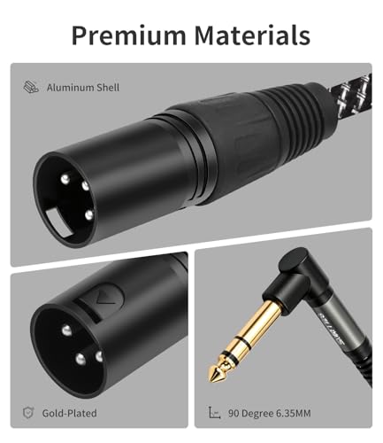 2Pack Right Angle 6.35mm TS to XLR Male,3FT, 1/4" 90° Right Angle 6.35mm TRS to XLR Male Balanced Interconnect Cable Braided Shield for Guitar, Mixer, Amplifier - color: 90° TRS To XLR M, size: 3Ft-2Pack