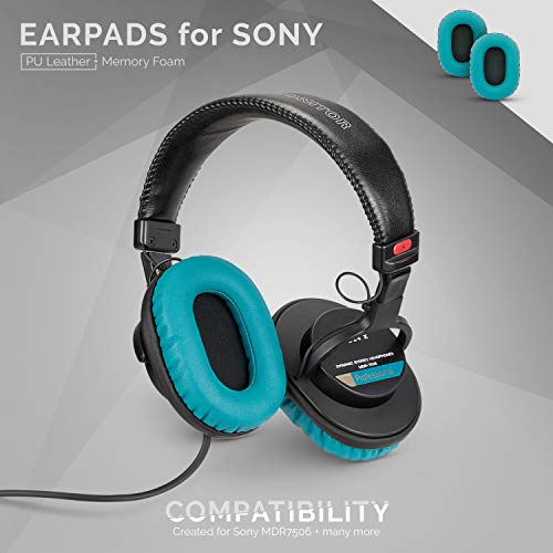 Brainwavz Replacement Earpads for SONY MDR 7506, V6, CD900ST, Memory Foam Ear Pad & Suitable for Other On Ear Headphones, TURQUOISE - color: Turquoise