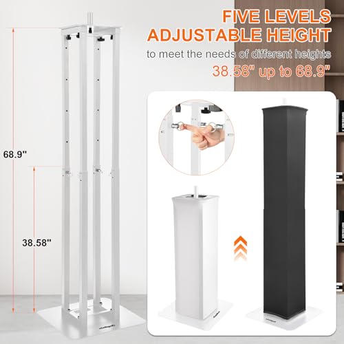 Adjustable Moving Head Light Totem Stands. Totem Light Stand, Adjustable 38.58-68.8 in, Black/White Scrims, Carry Bags, 35mm Speaker Mount, for for DJs & Event Lighting - color: White