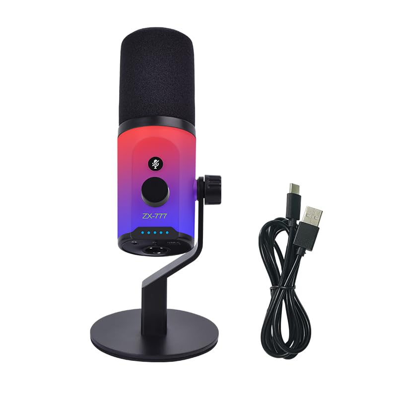USB/XLR Dual-Mode Desktop Microphone, RGB Lighting, 3.5mm Monitoring Jack, Professional Live Broadcast (Microphone + Desktop Stand) - style: Microphone + Desktop Stand